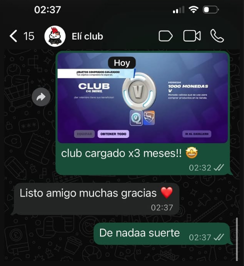 Cliente recibe el Club cargado por 3 meses